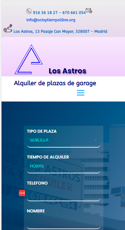 Alquiler plazas garage, Los Astros